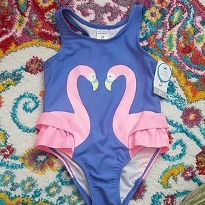 NWT Girl  flamingo swimsuit size 2t Carter's